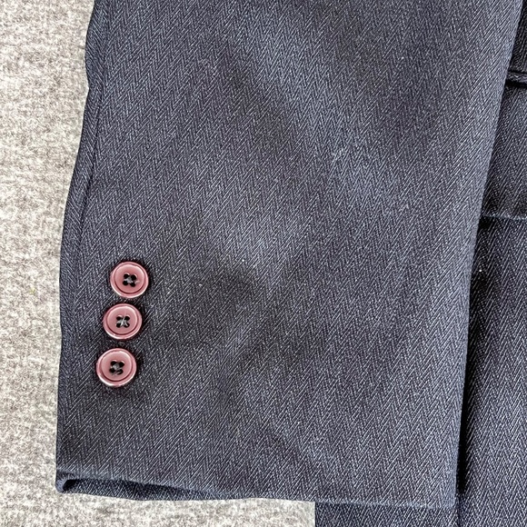 VTG Monsieur Givenchy Mens Navy Herringbone Union Blazer 44(est) Classic Preppy - Picture 6 of 16